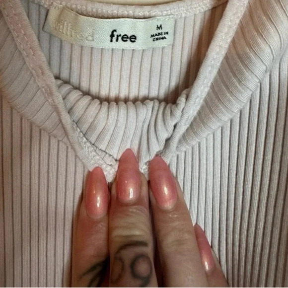 Aritzia Wilfred Free Ribbed Pink Size M Bodycon Tank Midi Dress - Picture 6 of 9